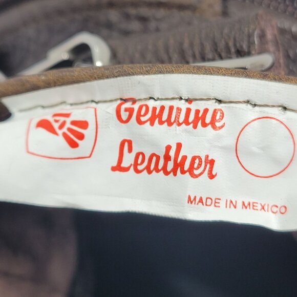 Unbranded Genuine Leather Brown Bag W/ Adjustable Strap Zippered Pockets - Picture 9 of 11